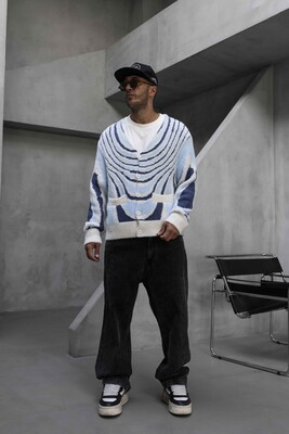 Black Island - Abstract Knit Sweater Blue 1006