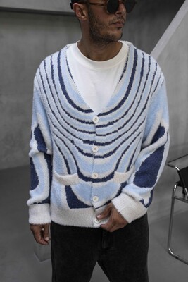 Abstract Knit Sweater Blue 1006 - Thumbnail (2)