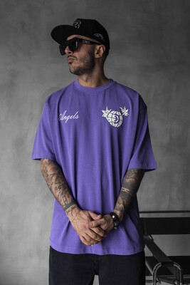 ANGELS PRINTED WASHED T-SHIRT PURPLE 1830 - Thumbnail (2)