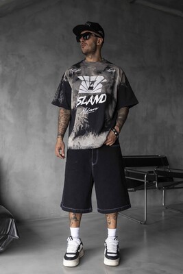 Black Island - B Island Milano Bold Logo Black Oversized T-Shirt 1861