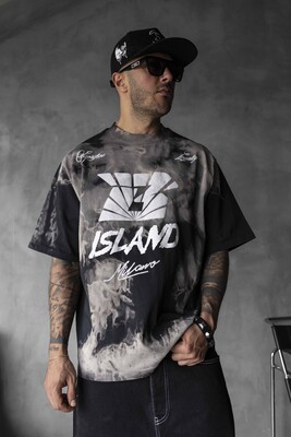 B Island Milano Bold Logo Black Oversized T-Shirt 1861 - Thumbnail (2)