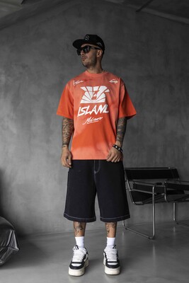 Black Island - B Island Milano Bold Logo Orange Oversized T-Shirt 1861