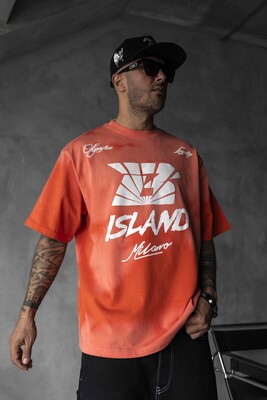 Black Island - B Island Milano Bold Logo Orange Oversized T-Shirt 1861 (1)