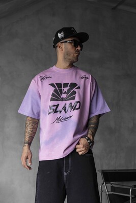 Black Island - B Island Milano Bold Logo Purple Oversized T-Shirt 1861 (1)
