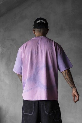 B Island Milano Bold Logo Purple Oversized T-Shirt 1861 - Thumbnail (3)