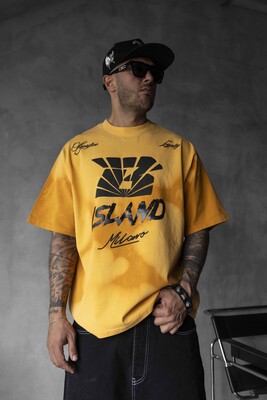 Black Island - B Island Milano Bold Logo Yellow Oversized T-Shirt 1861 (1)