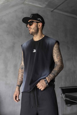 B Printed Black Singlet 1884 - Thumbnail (2)