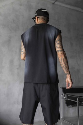 B Printed Black Singlet 1884 - Thumbnail (3)