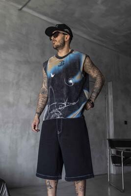 Black Island - B Printed Black Singlet 1886 (1)