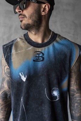 B Printed Black Singlet 1886 - Thumbnail (4)