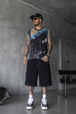 Black Island - B Printed Black Singlet 1886