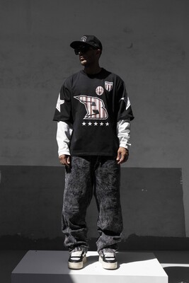 Black Island - B Printed Double Layers Black Sweatshirt 1916 