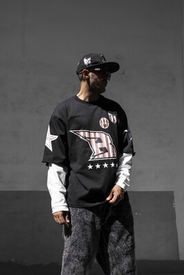  B Printed Double Layers Black Sweatshirt 1916 - Thumbnail (2)