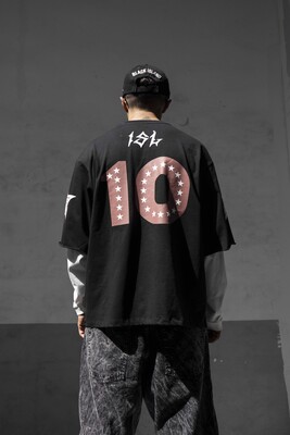 Black Island - B Printed Double Layers Black Sweatshirt 1916 (1)