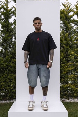 Black Island - B PRINTED WASHED T-SHIRT BLACK 1847
