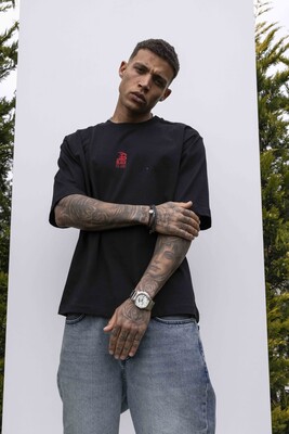 Black Island - B PRINTED WASHED T-SHIRT BLACK 1847 (1)