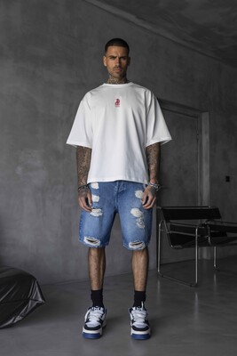 Black Island - B PRINTED WASHED T-SHIRT WHITE 1847