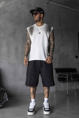 Black Island - B Printed White Singlet 1884