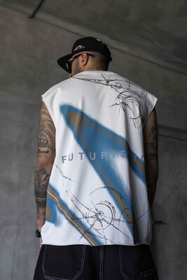 B Printed White Singlet 1886 - Thumbnail (3)