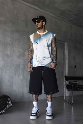 Black Island - B Printed White Singlet 1886