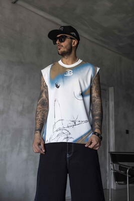 Black Island - B Printed White Singlet 1886 (1)