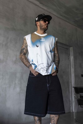 B Printed White Singlet 1886 - Thumbnail (2)