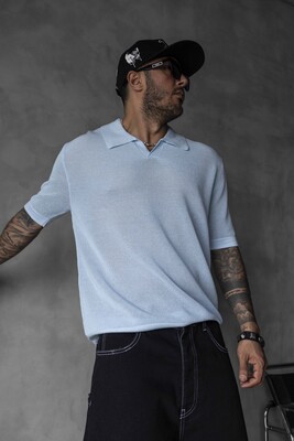 BABY BLUE POLO COLLAR KNITWEAR KRN1003 - Thumbnail (2)