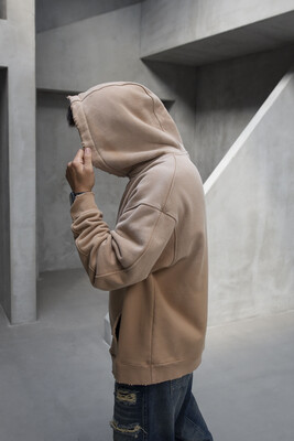 Basic Hooded Sweatshirt Beige 1940 - Thumbnail (3)