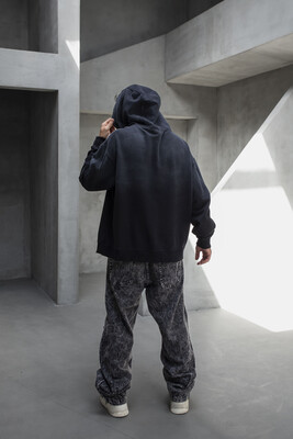 Basic Hooded Sweatshirt Black 1940 - Thumbnail (3)