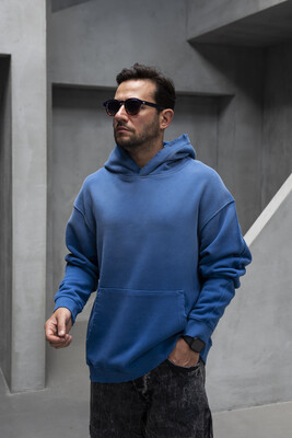 Basic Hooded Sweatshirt Blue 1940 - Thumbnail (2)