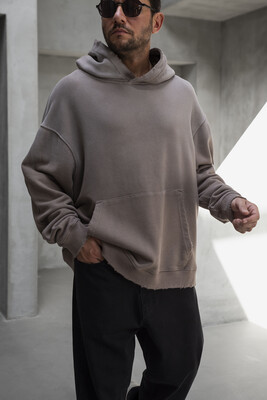 Basic Hooded Sweatshirt Gray 1940 - Thumbnail (2)