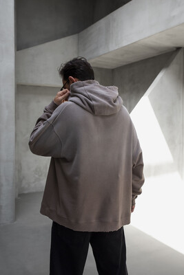 Basic Hooded Sweatshirt Gray 1940 - Thumbnail (3)
