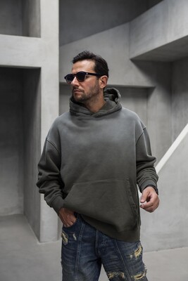 Basic Hooded Sweatshirt Khaki 1940 - Thumbnail (2)