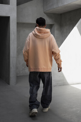 Basic Hooded Sweatshirt Light Orange 1940 - Thumbnail (3)