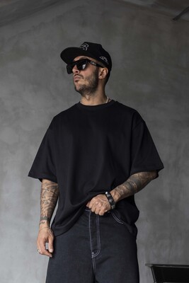 Basic Oversize Black Intense T-shirt 1708 - Thumbnail (2)