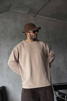 Basic Washed Sweatshirt Beige 1919 - Thumbnail (3)