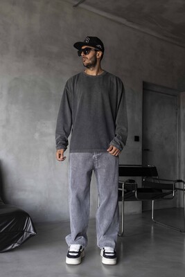 Black Island - Basic Washed Sweatshirt Black 1919