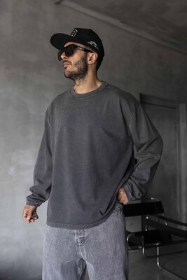 Black Island - Basic Washed Sweatshirt Black 1919 (1)