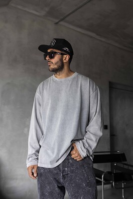 Black Island - Basic Washed Sweatshirt Gray 1919 (1)