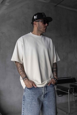 BASIC WASHED T-SHIRT BEIGE 1685 - Thumbnail (3)