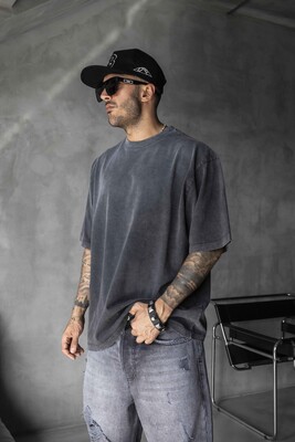 BASIC WASHED T-SHIRT BLACK 1685 - Thumbnail (2)