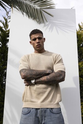 BEIGE KNITTED T-SHIRT KRN1002 - Thumbnail (2)