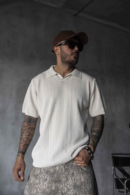 Black Island - BEIGE POLO COLLAR KNITWEAR 2624 (1)