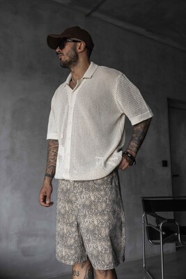BEIGE POLO COLLAR KNITWEAR 2629 - Thumbnail (2)