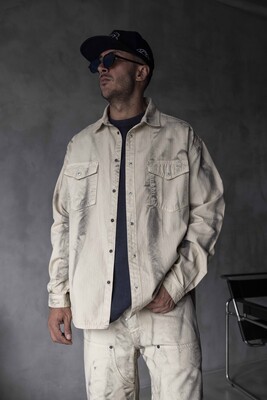 Beige Shirt With Spray 17120 - Thumbnail (2)