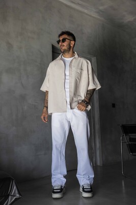 Black Island - Beige Striped Shirt 17234