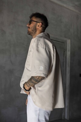 Beige Striped Shirt 17234 - Thumbnail (2)