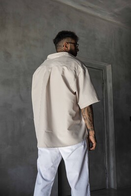 Beige Striped Shirt 17234 - Thumbnail (3)