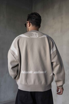 Beige & White Abstract Knit Sweater 1002 - Thumbnail (3)