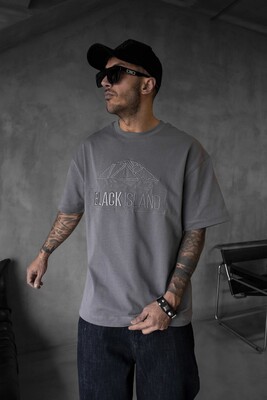 Black Island - Black Island Logo Printed Gray T-shirt 1842 (1)